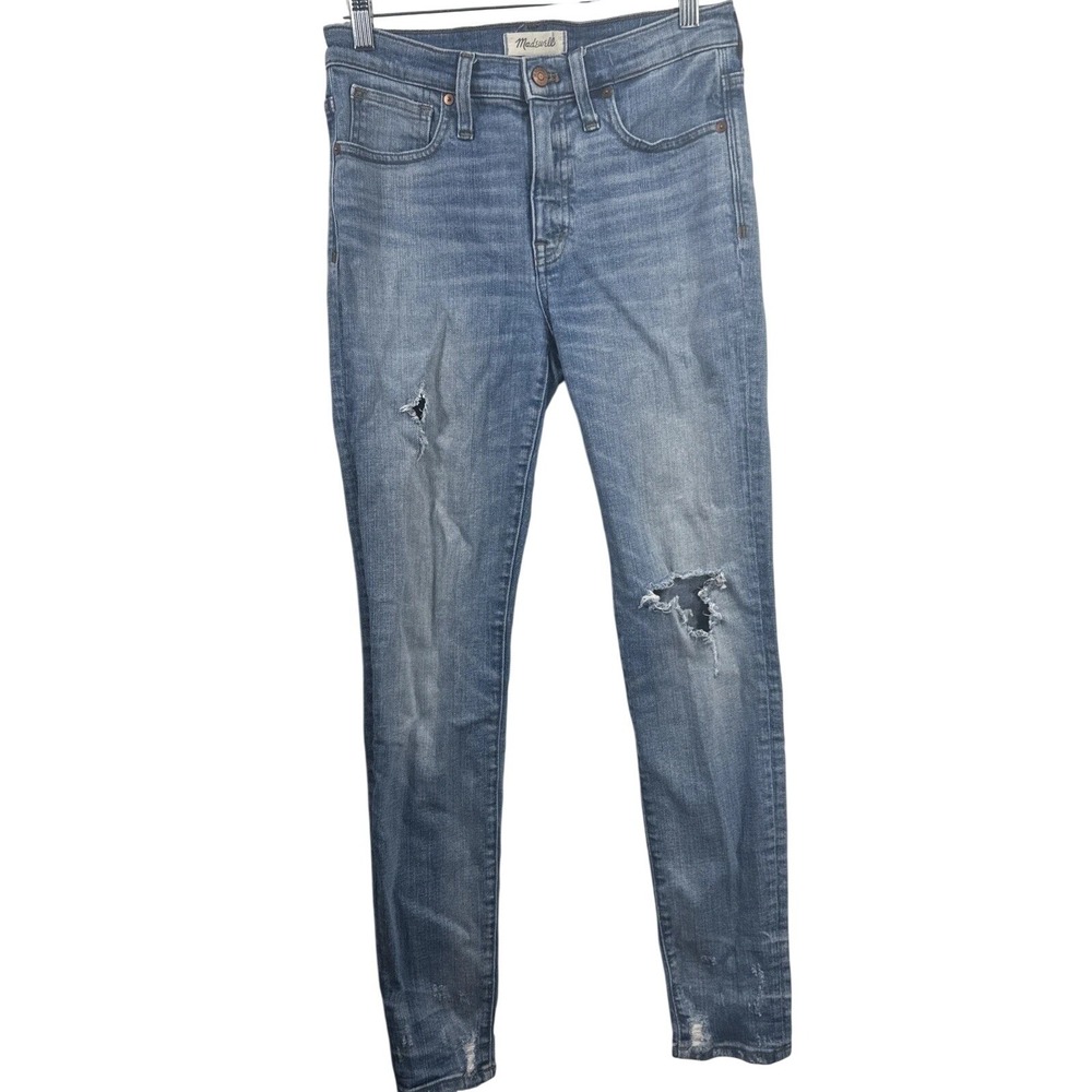 Madewell 9" High-Rise Skinny Jeans‎ Womens 27 Blue Distressed Ripped Frayed Hem